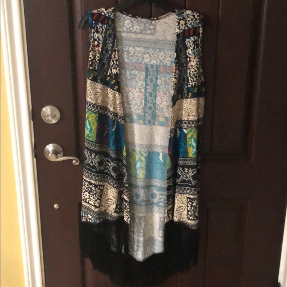 Midi Fringe vest with print